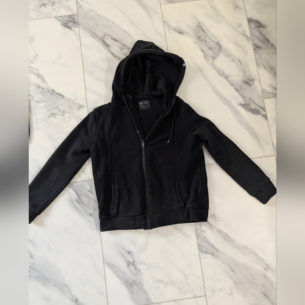 Figs Black Zip-Up Hoodie Size Small